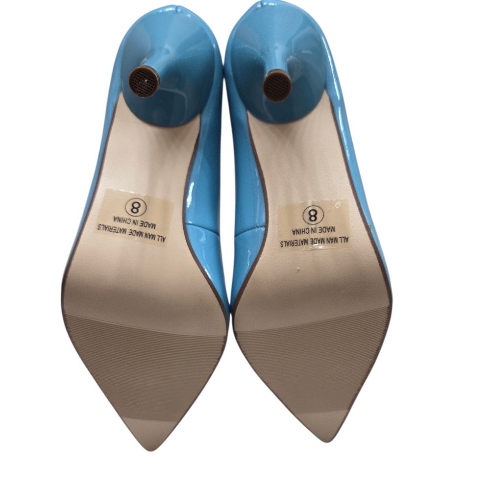 DELICIOUS Patent 4" Stiletto Heel Classic Pointed Toe Pumps Sz 8 Blue VTG NEW - Picture 8 of 16